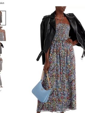 Aqua Paisley Halter Midi Dress | Smocked Bodice | Boho Summer, XS